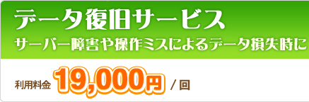 サーバー障害や操作ミスによるデータ消失に　データ復旧サービス　ご利用料金21,000円/回